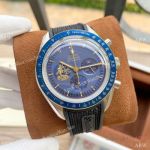 Nice Quality Omega Apollo 11 Chronograph Watches Blue Rubber Strap 2-Tone